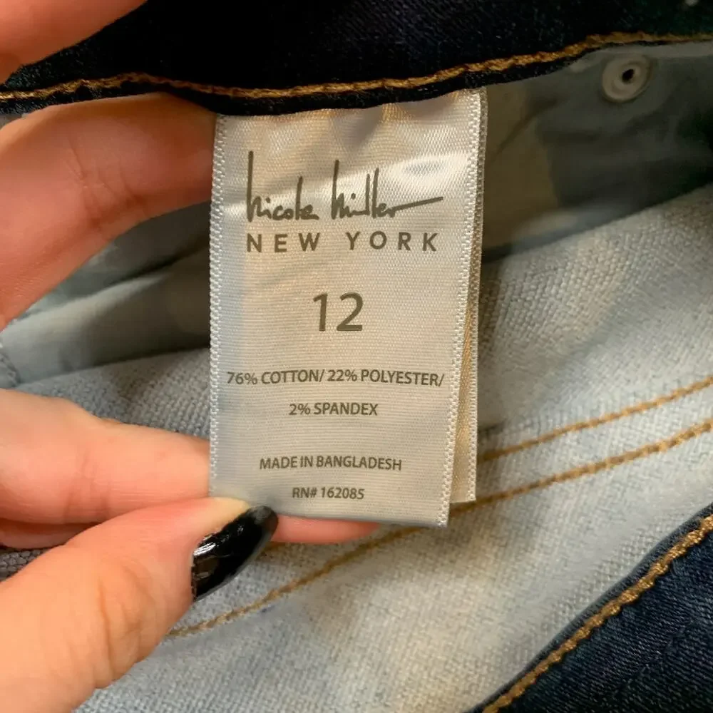 Nicole Miller Jeans Women 12 Blue Flex Denim Soho High Rise Ankle Skinny Stretch